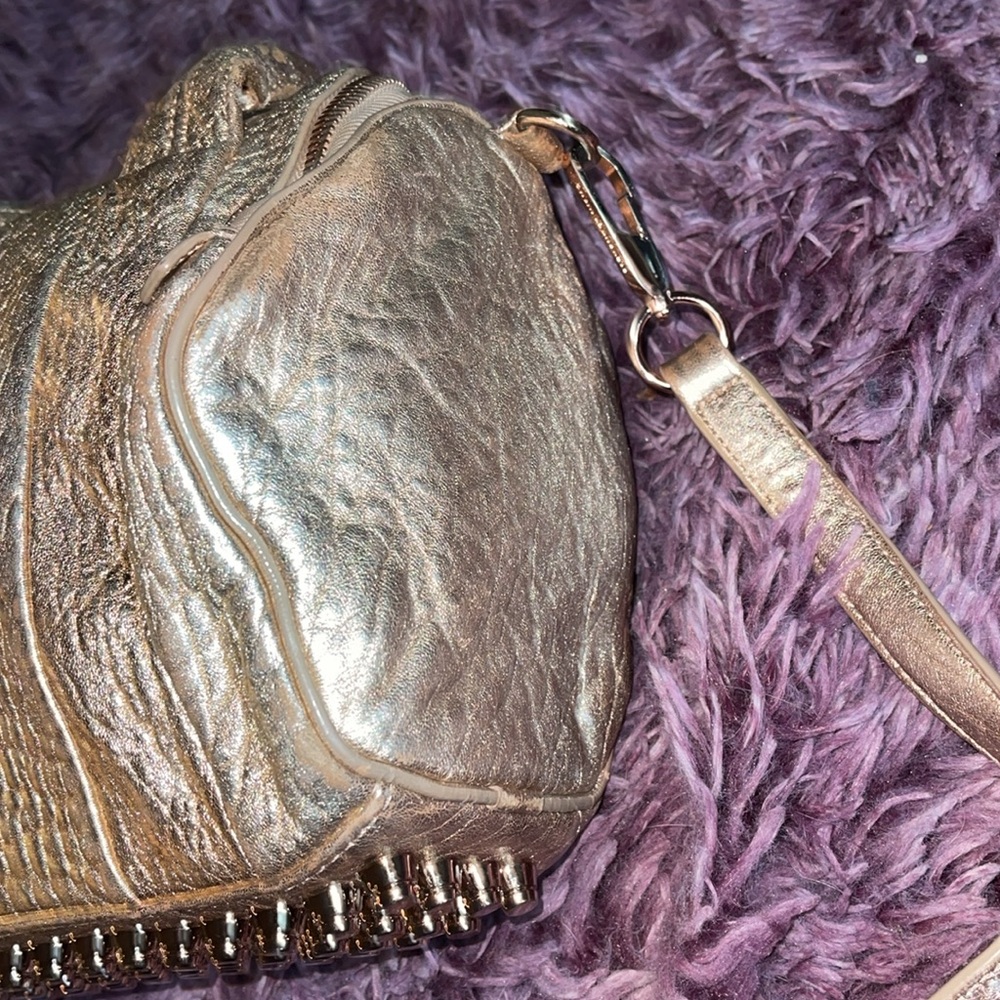 Alexander Wang  Rocco Gold Leather Crossbody Bag Gold Studded Bottom - Picture 7 of 17